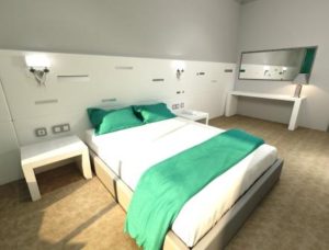 Спальня в апартаментах. Визуализация Аква Делюкс - жилье *****в Севастополе.